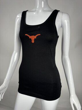 Texas Longhorns Womens Black Tank Top With Embroidered Logo Size S